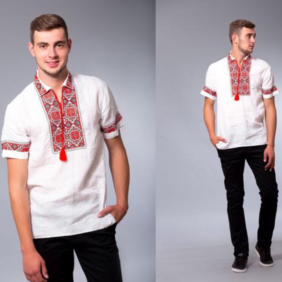 Other - White Ukranian Vyshyvanka Shirt Short Sleeve